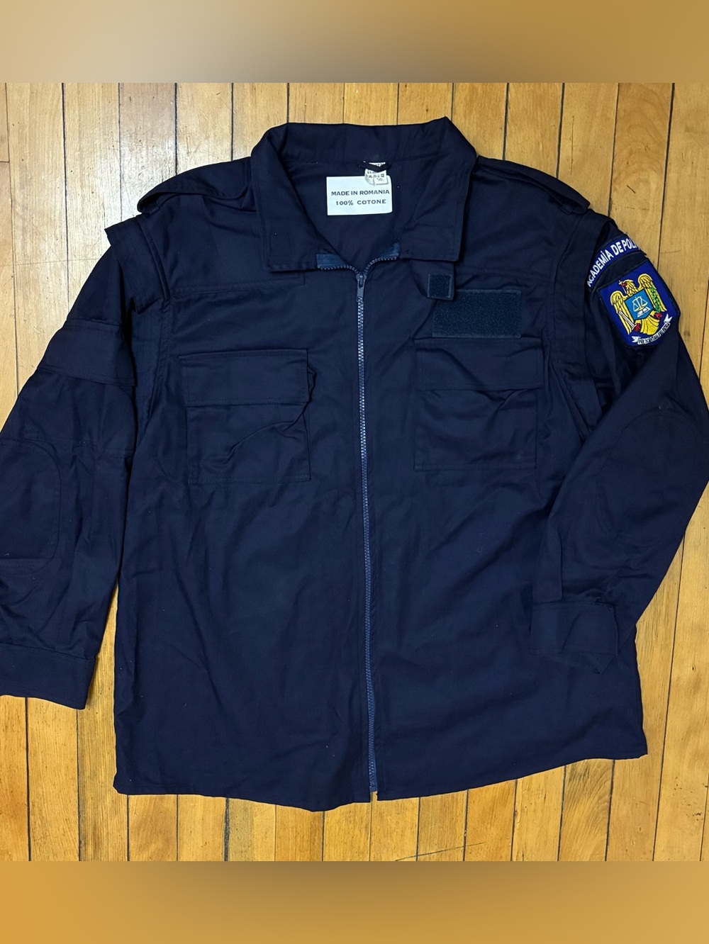 Men's Romania police academy military surplus shirt with removable sleeves